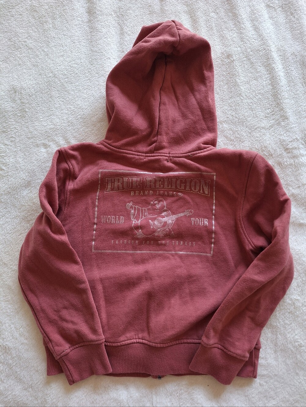 True Religion Girls Pink Buddha World Tour Zip Up Fleece Hoodie Size L 10/12